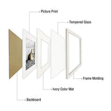 Golden State Art, Simple and Stylish Picture Frame with Ivory Color Mat & Real Glass (16x20, White)