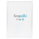 SnapeZo Poster Frame 24x36 Inch, White 1" Aluminum Profile, Front-Loading Snap Frame, Wall Mounting, Sleek Series