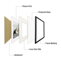 Golden State Art, Simple and Stylish Picture Frame with Ivory Color Mat & Real Glass (16x20, Black)