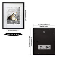 Golden State Art, Simple and Stylish Picture Frame with Ivory Color Mat & Real Glass (16x20, Black)