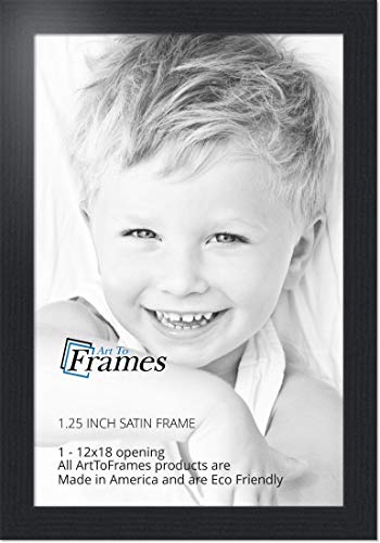 ArtToFrames 12x18 inch Satin Black Picture Frame, WOMFRBW26079-12x18