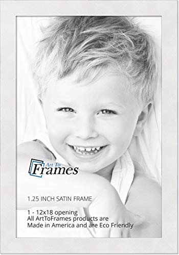 ArtToFrames 12x18 inch Satin White Frame Picture Frame, WOMFRBW26074-12x18